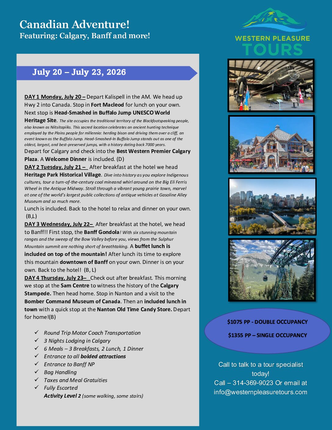 Canadian Adventure! July 20-23, 2026