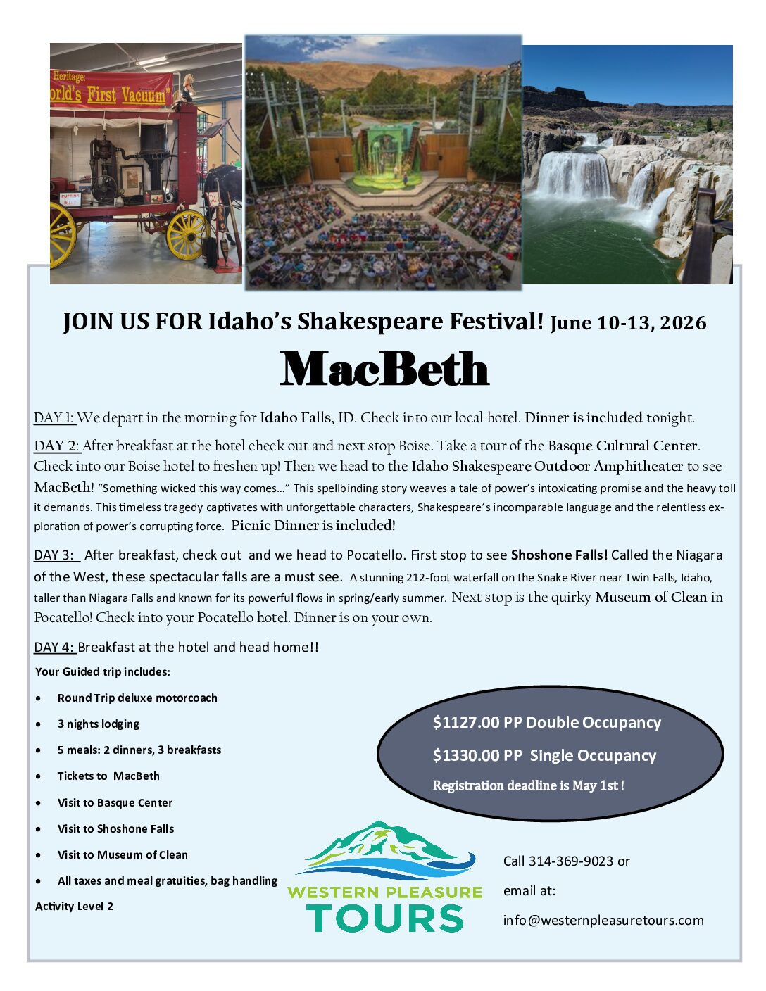 Idaho Shakespeare Festival – MacBeth  June 10-13, 2026